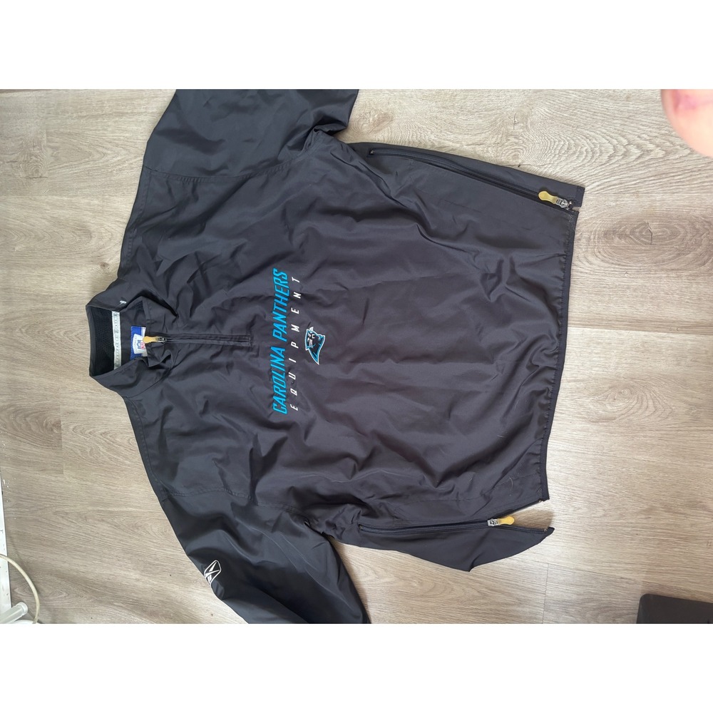 Reebok NFL Carolina Panthers Equipment Quarter Zip Windbreaker Jacket Mens XL - Picture 3 of 7